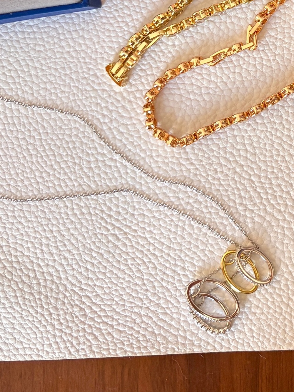 Diamonique Two-Tone Stacked Ring Pendant Necklace - Gold & Silver